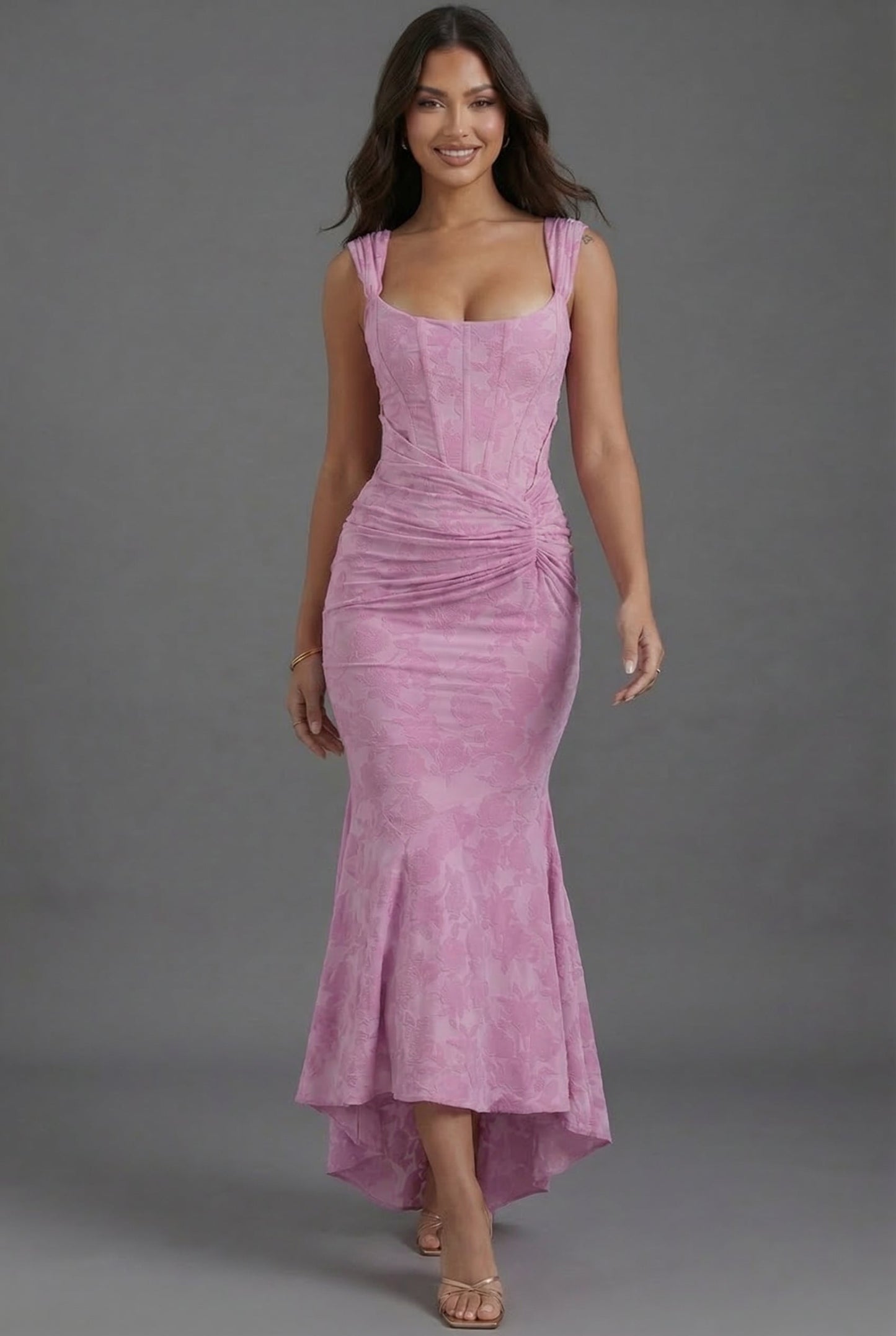 Vestido Largo Mujer Fiesta Corsé Ajustado y Cola de Pez