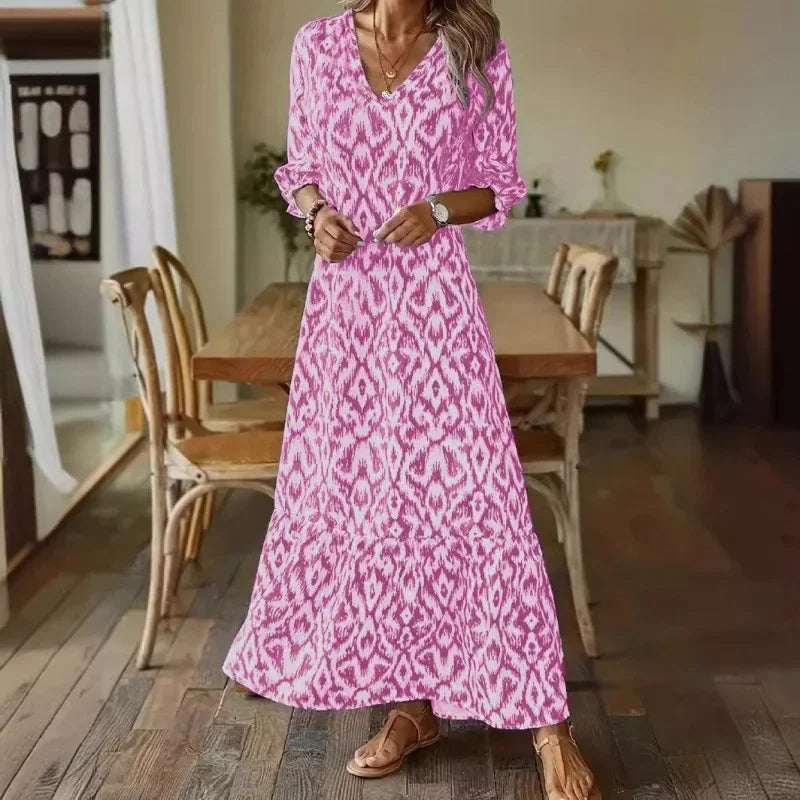 Vestido verano mujer escote en V mangas medias