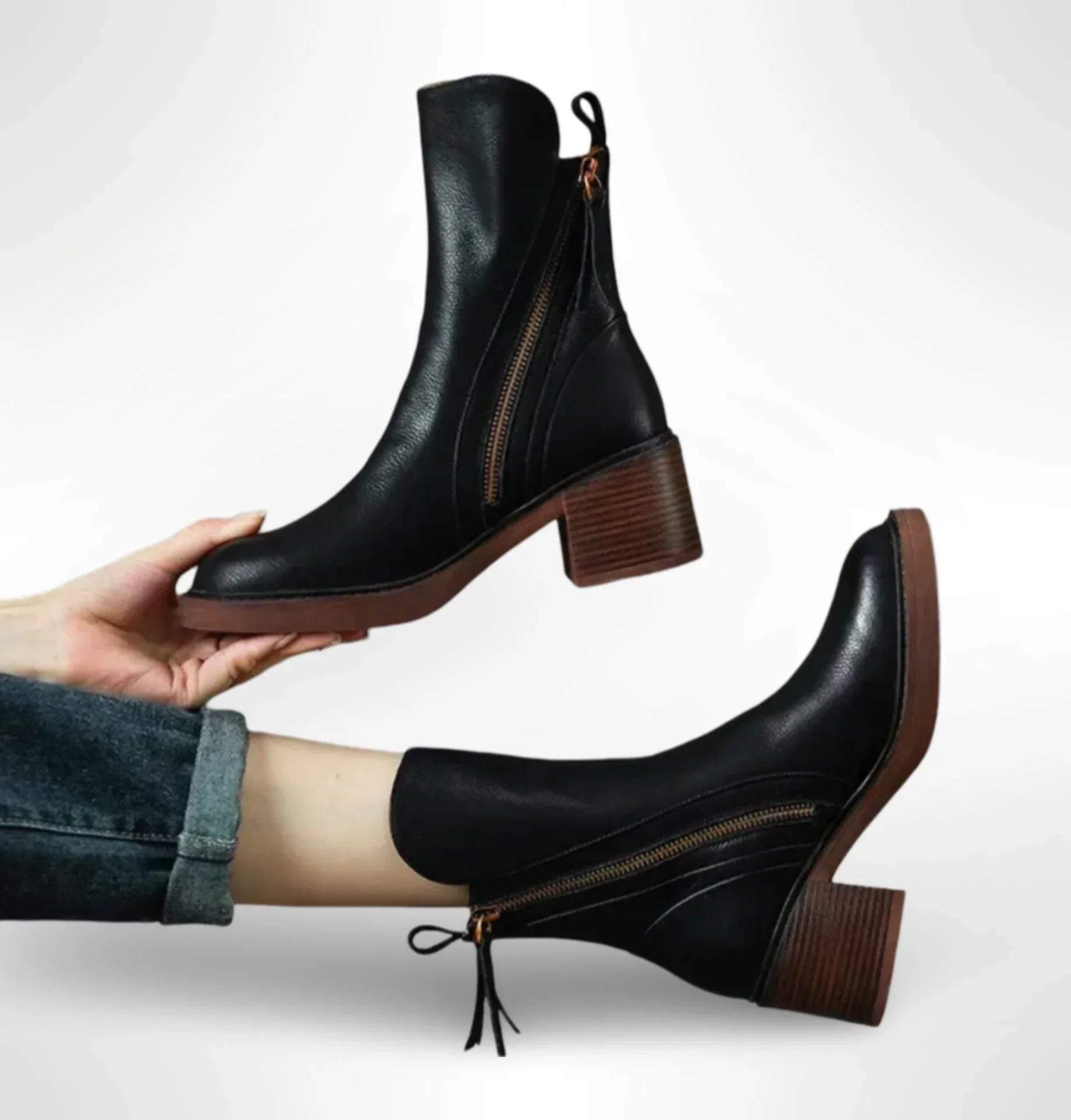 Botines Mujer de Piel Sintética con Cremallera Lateral - Mavetta