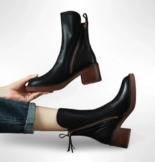 Botines Mujer de Piel Sintética con Cremallera Lateral - Mavetta