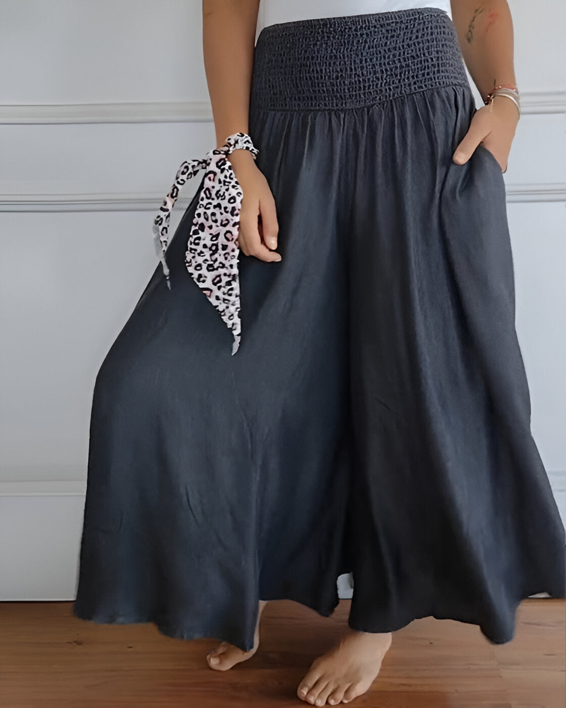 Pantalón Lounge Mujer Pierna Ancha Cintura Alta