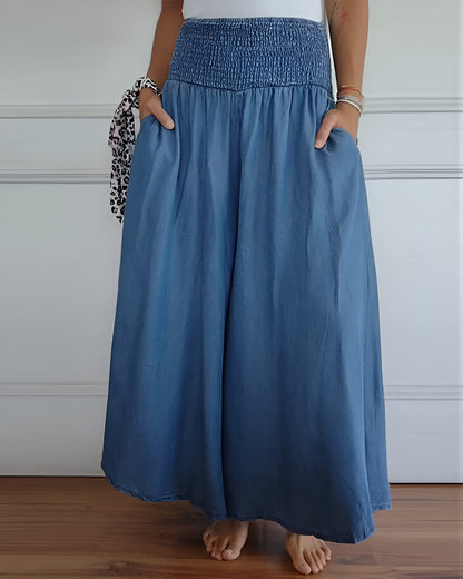 Pantalón Lounge Mujer Pierna Ancha Cintura Alta