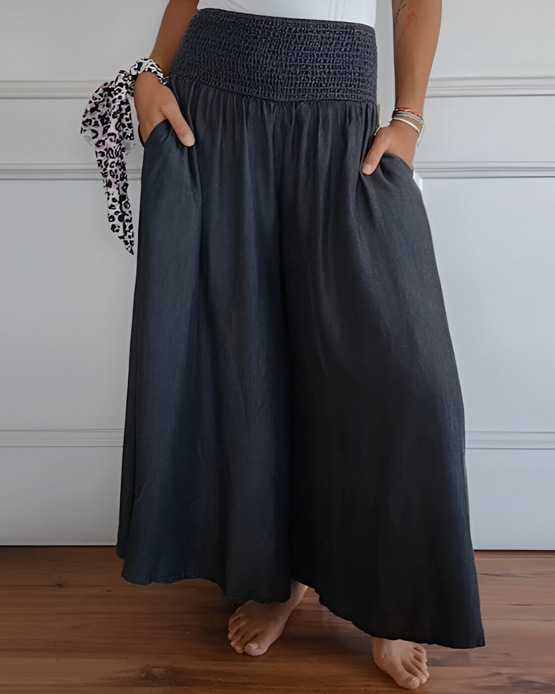 Pantalón Lounge Mujer Pierna Ancha Cintura Alta