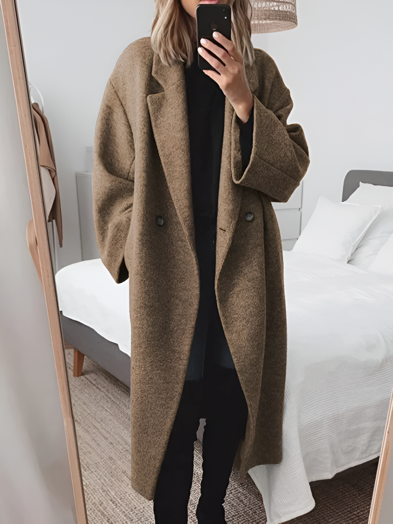 Abrigo Mujer Mezcla de Lana Oversize Acogedor