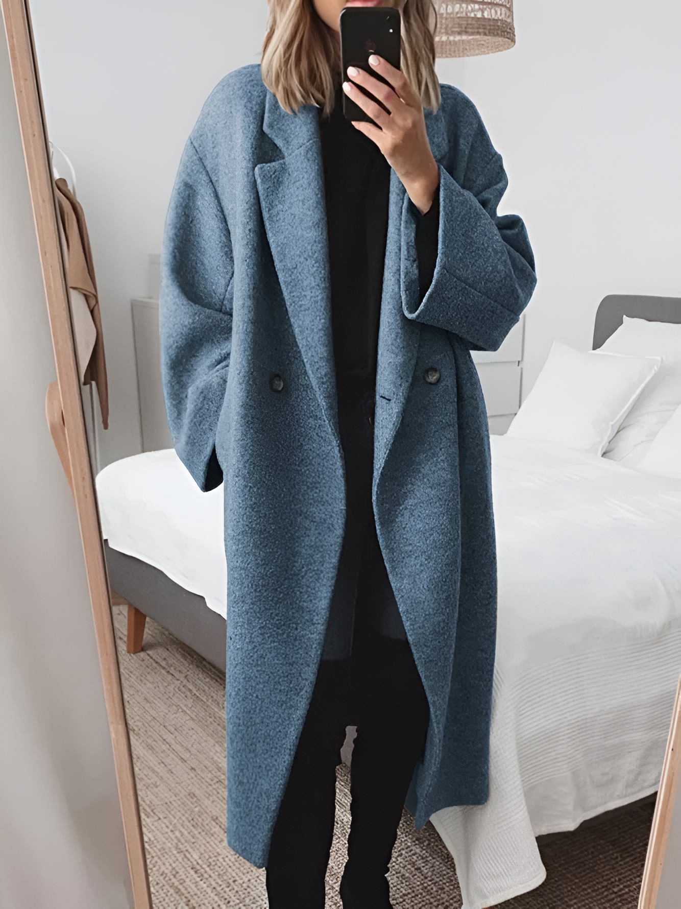 Abrigo Mujer Mezcla de Lana Oversize Acogedor