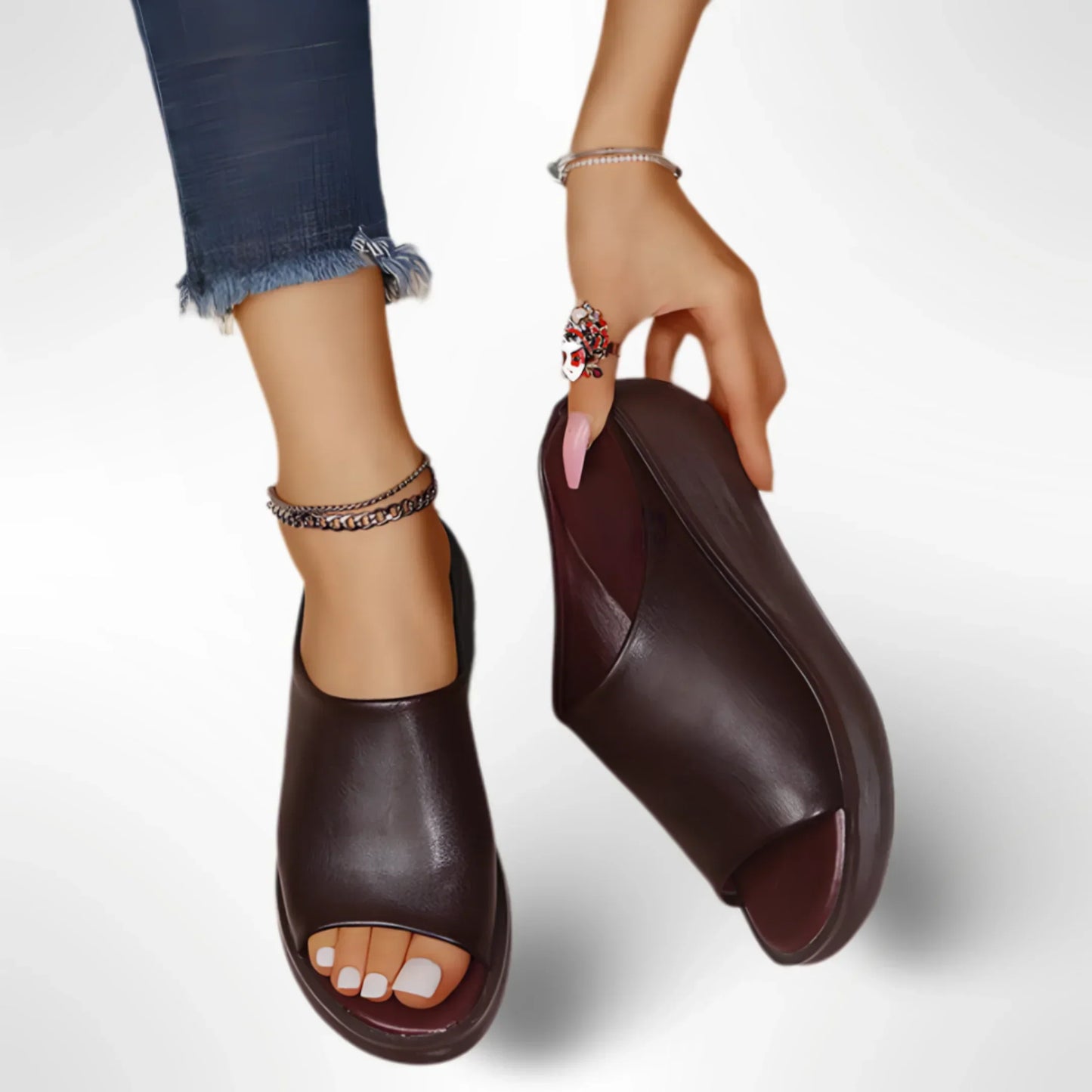 Sandalias Mujer Ortopédicas Piel Ajuste Liviano