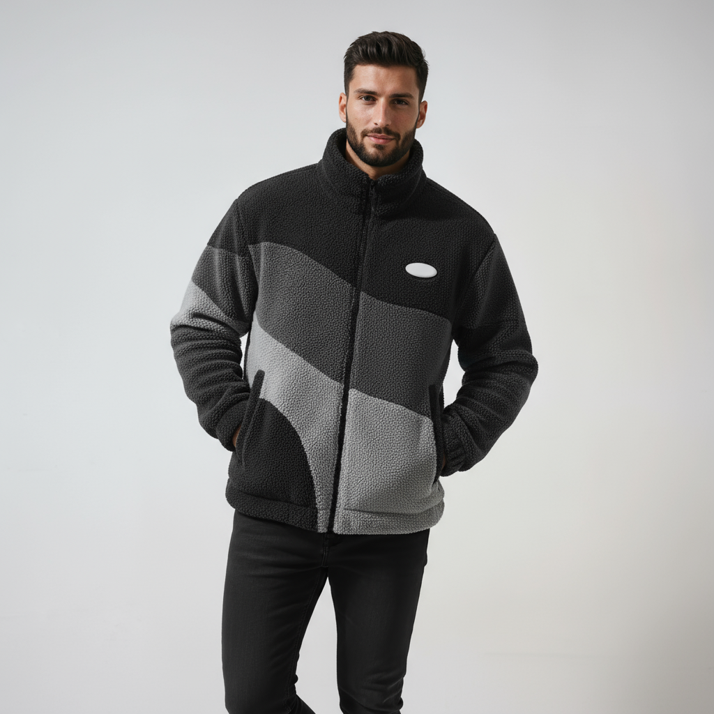 Chaqueta Hombre de Tejido Polar Cálido Estilo Vintage
