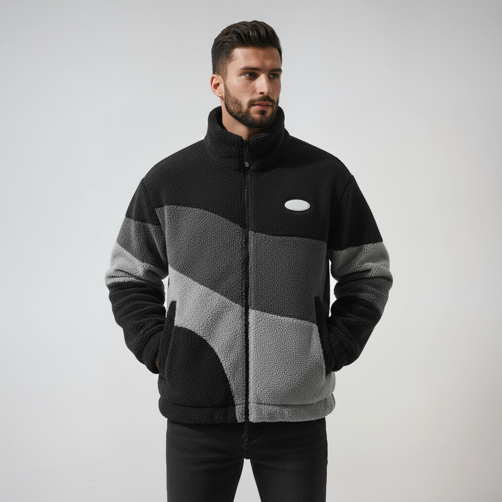 Chaqueta Hombre de Tejido Polar Cálido Estilo Vintage