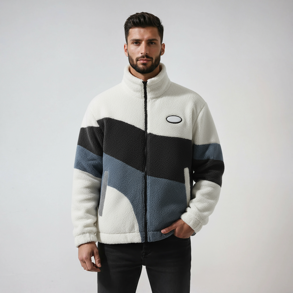 Chaqueta Hombre de Tejido Polar Cálido Estilo Vintage