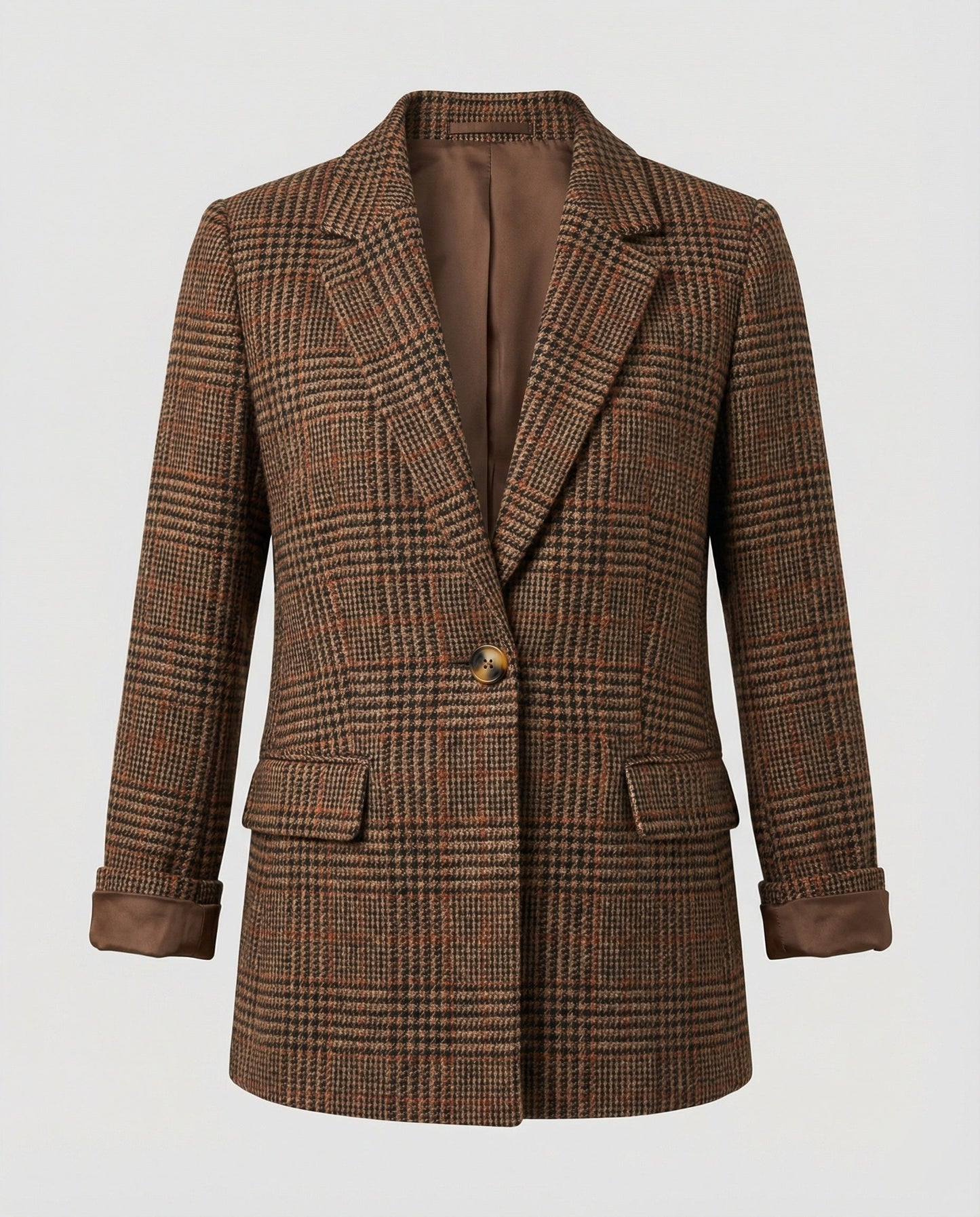 Blazer Mujer Estructurado Botón Tela Cuadros
