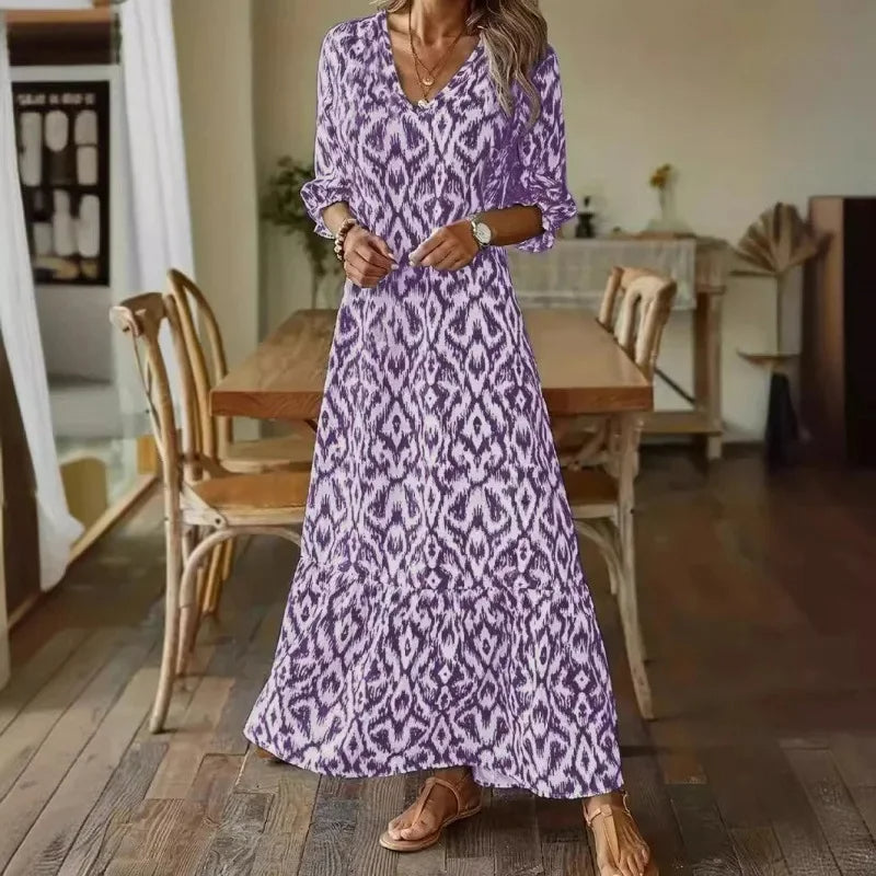 Vestido verano mujer Escote en V Mangas semicortas