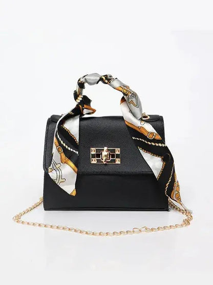 Bolso de mano mujer con cadena y pañuelo decorativo elegante - Mavetta