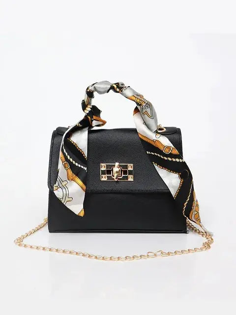 Bolso de mano mujer con cadena y pañuelo decorativo elegante - Mavetta