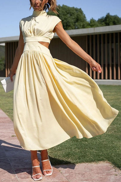 Vestido midi mujer con cut-out y bolsillos corte versátil verano