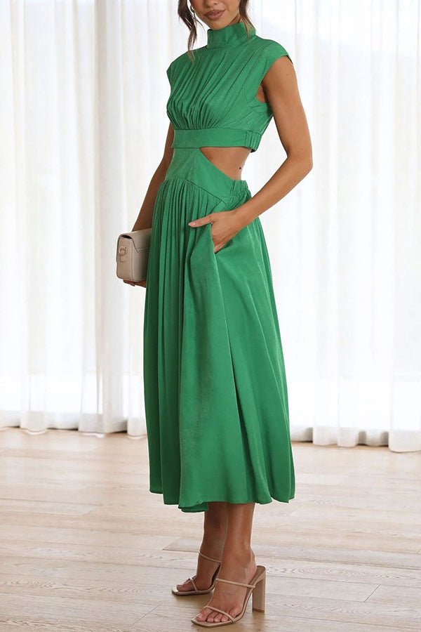 Vestido midi mujer con cut-out y bolsillos corte versátil verano