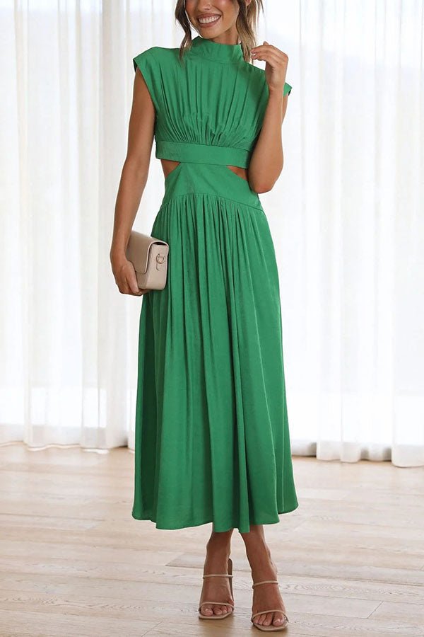 Vestido midi mujer con cut-out y bolsillos corte versátil verano