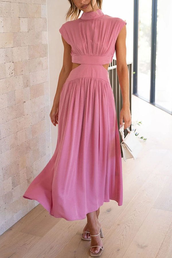 Vestido midi mujer con cut-out y bolsillos corte versátil verano