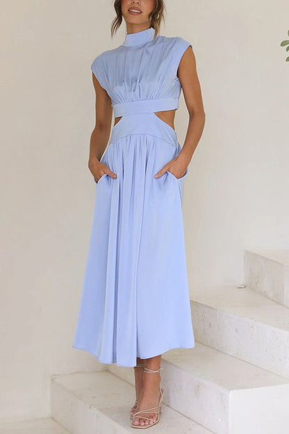 Vestido midi mujer con cut-out y bolsillos corte versátil verano