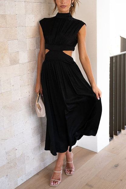 Vestido midi mujer con cut-out y bolsillos corte versátil verano