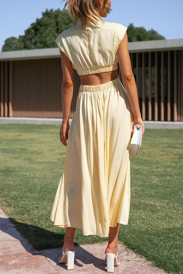 Vestido midi mujer con cut-out y bolsillos corte versátil verano