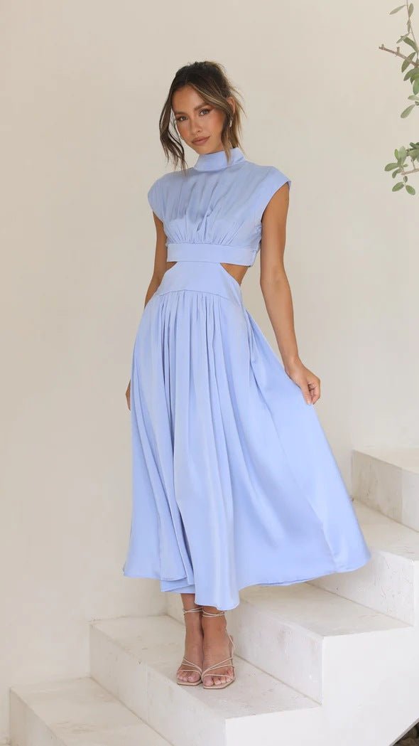 Vestido midi mujer con cut-out y bolsillos corte versátil verano