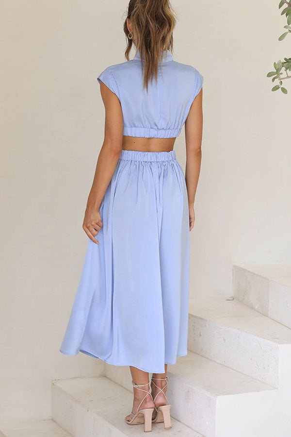 Vestido midi mujer con cut-out y bolsillos corte versátil verano
