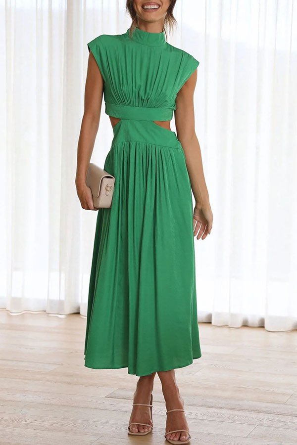 Vestido midi mujer con cut-out y bolsillos corte versátil verano