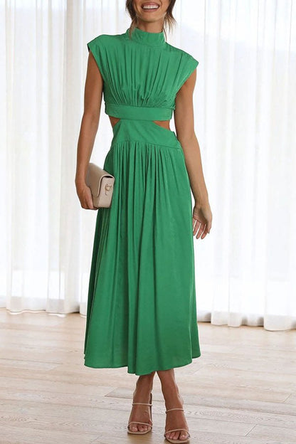 Vestido midi mujer con cut-out y bolsillos corte versátil verano