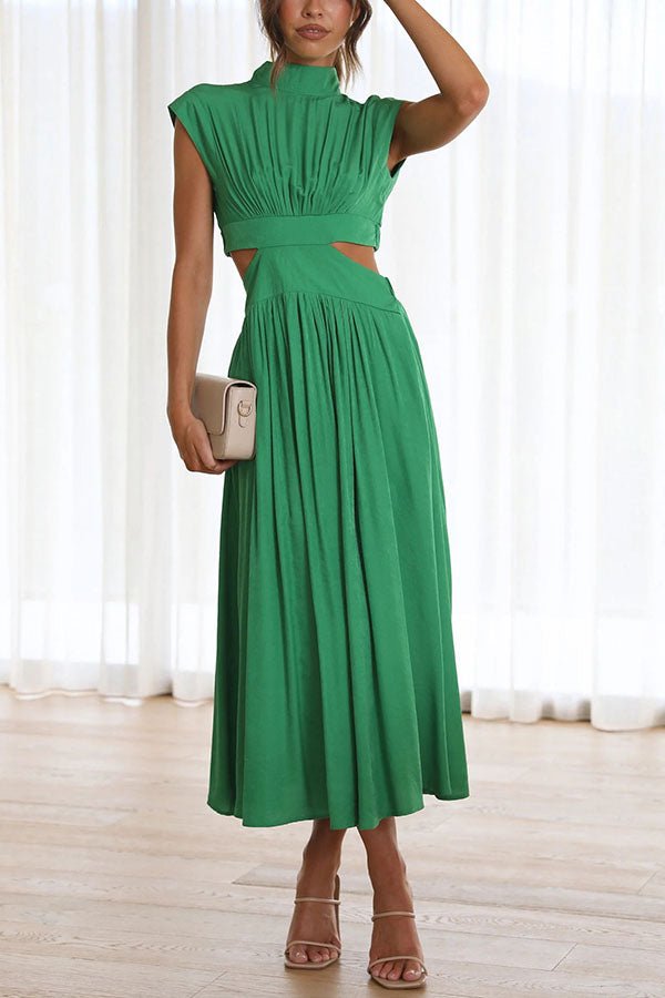 Vestido midi mujer con cut-out y bolsillos corte versátil verano