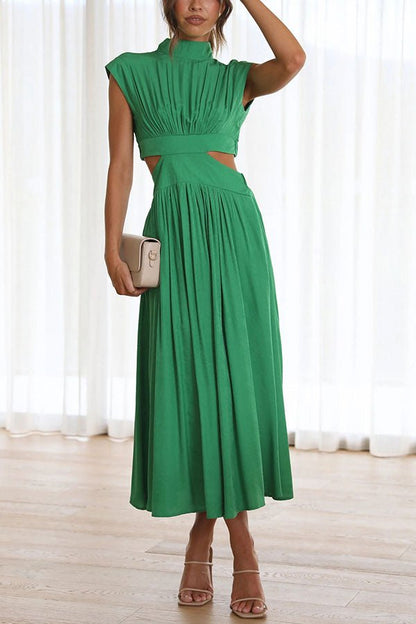 Vestido midi mujer con cut-out y bolsillos corte versátil verano
