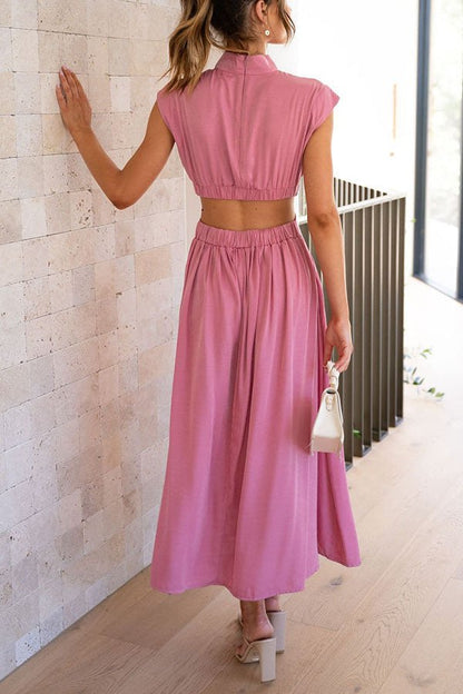 Vestido midi mujer con cut-out y bolsillos corte versátil verano