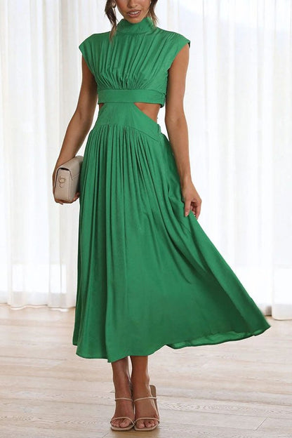 Vestido midi mujer con cut-out y bolsillos corte versátil verano