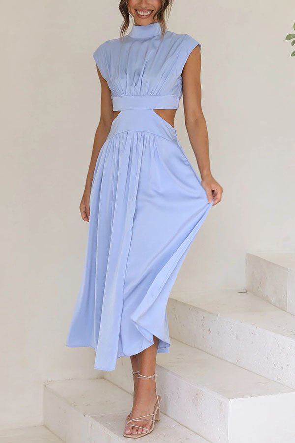 Vestido midi mujer con cut-out y bolsillos corte versátil verano