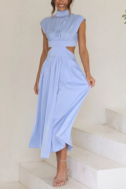 Vestido midi mujer con cut-out y bolsillos corte versátil verano
