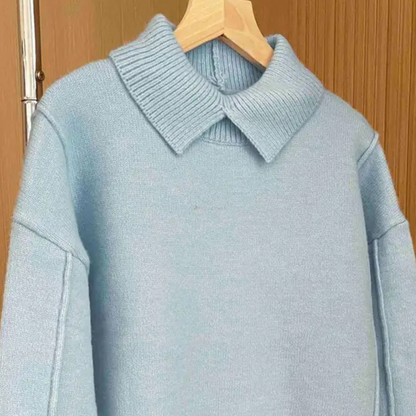 Jersey Mujer de Punto Suave Cuello Alto y Solapa