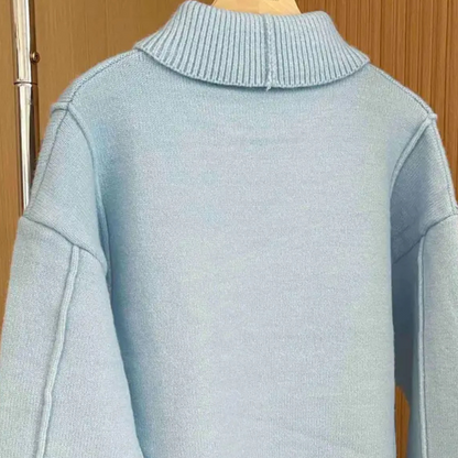 Jersey Mujer de Punto Suave Cuello Alto y Solapa