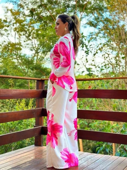 Conjunto Mujer Blusa Tirantes y Pantalón Suelto Veraniego