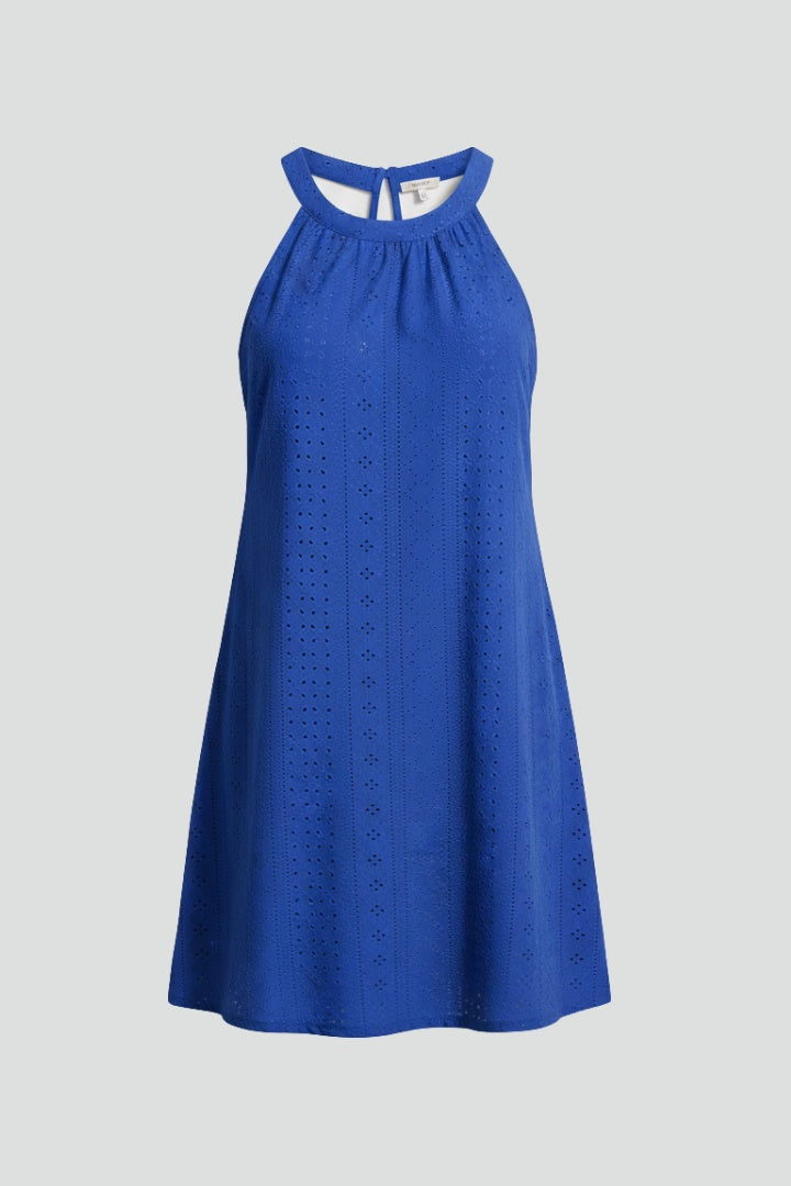Vestido Corto Mujer Bordado Inglés Halter - Mavetta