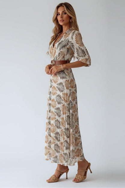 Vestido Largo Mujer Estampado Camisero Ajuste Relax