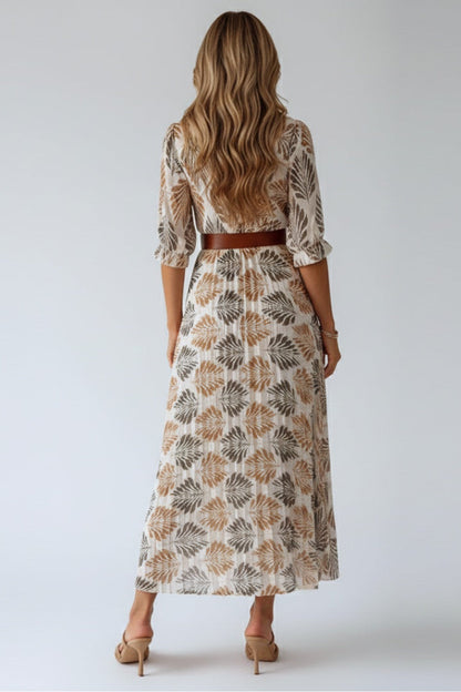 Vestido Largo Mujer Estampado Camisero Ajuste Relax