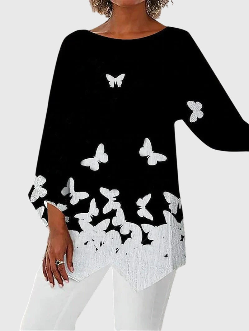Blusa Mujer Estampada Manga Larga Ajuste Regular