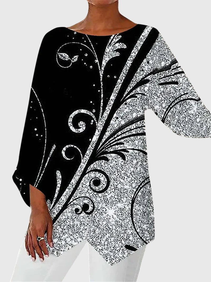 Blusa Mujer Estampada Manga Larga Ajuste Regular