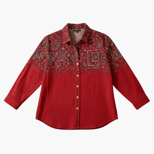 Camisa Mujer Estampada Manga Larga Cuello Clásico - Mavetta