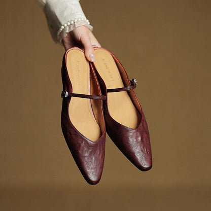 Mules Planas Mujer con Hebilla Punta Cuadrada