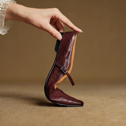 Mules Planas Mujer con Hebilla Punta Cuadrada