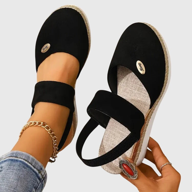 Sandalias Alpargatas Mujer Punta Cerrada Suela de Yute Plana