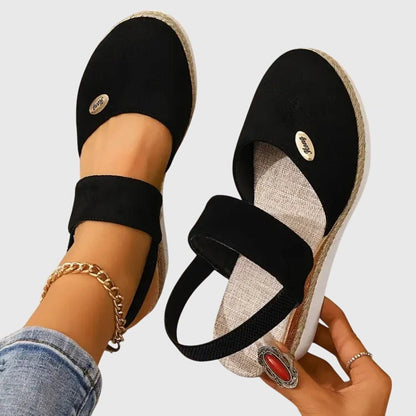 Sandalias Alpargatas Mujer Punta Cerrada Suela de Yute Plana