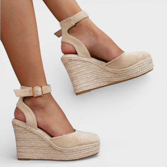 Sandalias Cuña Mujer Tejidas con Pulsera Tacón Alto - Mavetta