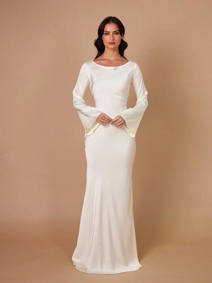 Vestido Largo Mujer Ajustado Manga Larga Cuello Alto