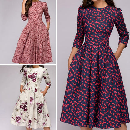 Vestido Mujer Estampado Floral Corte Recto